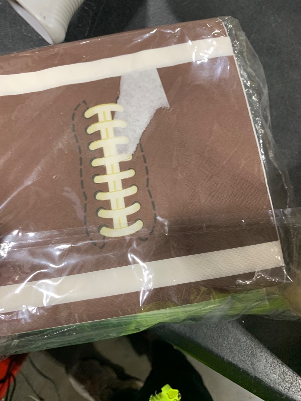 Photo 1 of 100-Pack Football Party Napkins, 2 Designs, Disposable Paper Napkins for Super Bowl, Football Birthday, Tailgate Party Decorations & Supplies