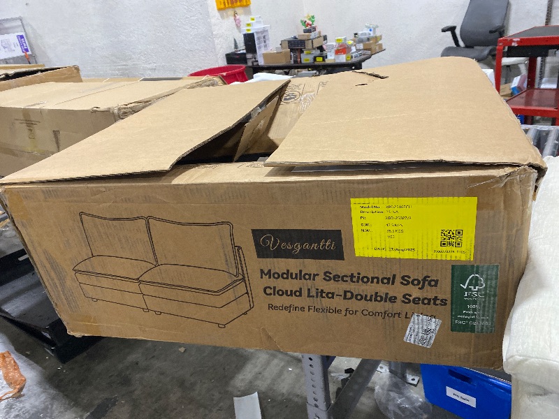 Photo 1 of SOFA-IN-BOX Modular loveseat with Ottoman, L-Shape Boneless Couch, Customizable Sectional Couch, Free Combination Design Sleeper Sofa, Stone Echo