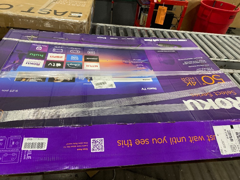 Photo 1 of **MAJOR DAMAGE** Roku Smart TV 2025 – 50-Inch Select Series, 4K HDR TV – RokuTV with Enhanced Voice Remote – Flat Screen LED Television with Wi-Fi for Streaming Live Local News, Sports, Family Entertainment