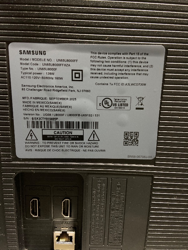 Photo 1 of Samsung 65-Inch Class Crystal UHD U8000F 4K Smart TV (2025 Model) Endless Free Content, Crystal Processor 4K, MetalStream Design, Knox Security, Alexa Built-in