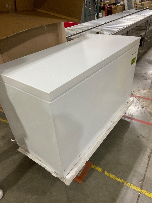 Photo 1 of *NONFUNCTIONAL** 14 cu ft Chest Freezer - White, Large Storage for Families, Space-Saving Flat Back, Front Drain, Garage Ready - By Hamilton Beach