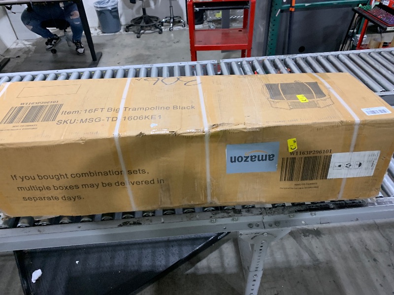 Photo 1 of (PARTIAL SET 1 OF 2)----------------------------------------------Lyromix 16FT Outdoor Trampolines for Kids and Adults, Pumpkin Trampolin with Curved Poles, Recreational Trampolin with Basketball Hoop and Safety Enclosure Net for Kids and Adults