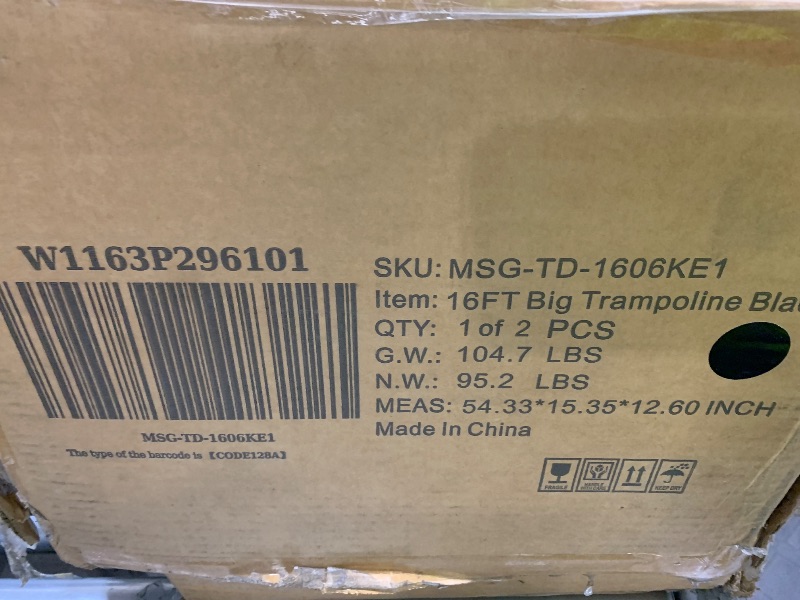 Photo 1 of (PARTIAL SET 1 OF 2)----------------------------------------------Lyromix 16FT Outdoor Trampolines for Kids and Adults, Pumpkin Trampolin with Curved Poles, Recreational Trampolin with Basketball Hoop and Safety Enclosure Net for Kids and Adults