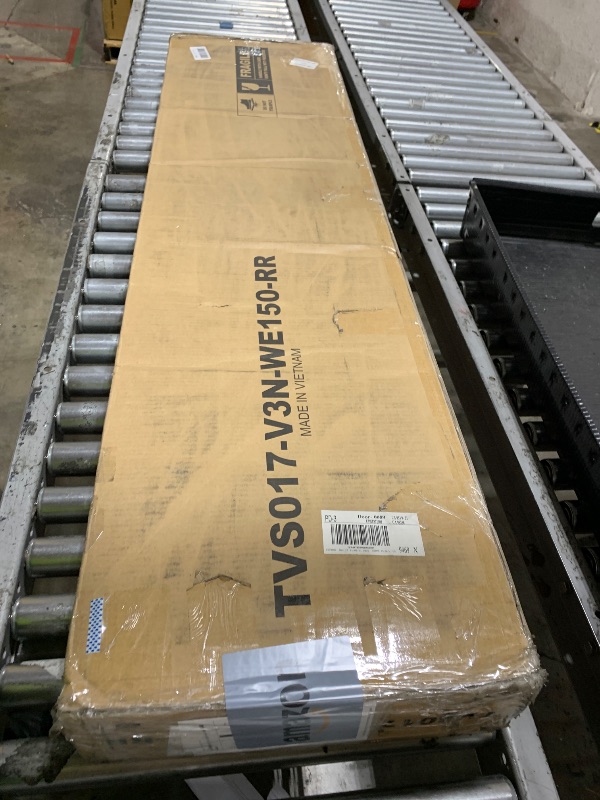 Photo 1 of Rolanstar TV Stand with LED Lights & Power Outlet, Modern Entertainment Center for 32/43/50/55/65 Inchs TVs, Table, Universal Gaming Media Stand Storage Cabinet and Large Storage, White