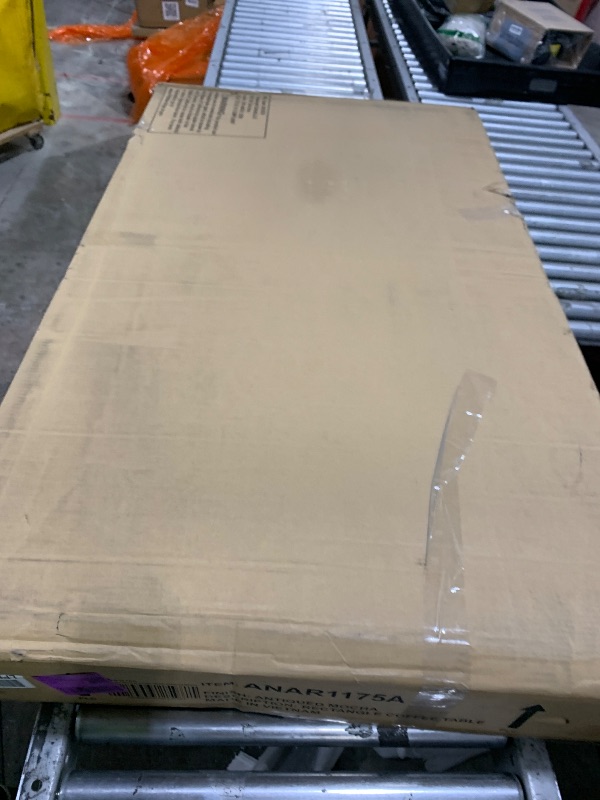 Photo 1 of *SEE CLERK NOTES* Arcadia 54-Inch Acacia Wood Coffee Table – Industrial Living Room Table with Antiqued Mocha Finish, Metal Sled Legs, and Wide Surface – Rustic, Farmhouse, or Contemporary Décor by Alaterre Furniture