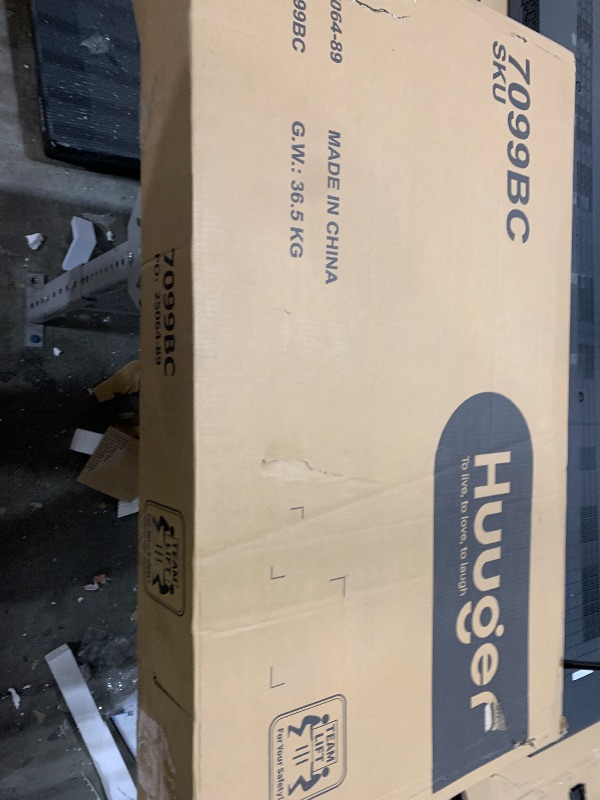 Photo 1 of Huuger L Shaped Standing Desk with Power Outlets, 63 x 55 Inch Height Adjustable Computer Desk for Bedroom, Corner Stand up Desk for Home and Office, Work and Study, Black