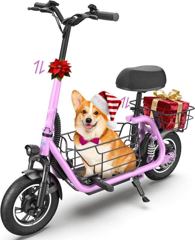 Photo 1 of Urbanmax New Electric Scooter for Adults with Seat C1Pro, 19MPH & 25 Miles Range, 12" Pneumatic Tires, Dual Shock Absorbers, Dual Brakes, Removable Basket, UL2272 Certified – Pink