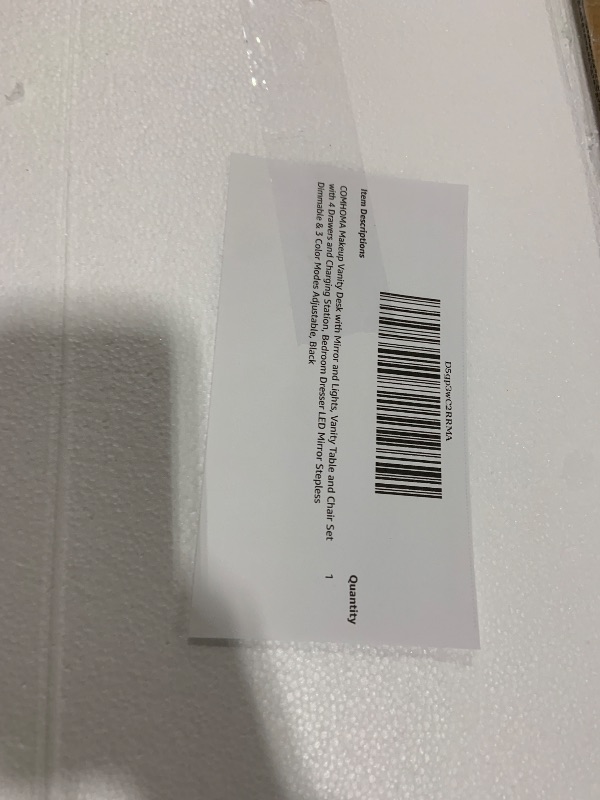 Photo 1 of COMHOMA Makeup Vanity Desk with Mirror and Lights, Vanity Table and Chair Set with 4 Drawers and Charging Station, Bedroom Dresser LED Mirror Stepless Dimmable & 3 Color Modes Adjustable, Black