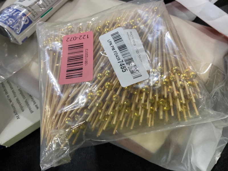 Photo 1 of [300PCS] Cocktail Picks, Fancy Toothpicks for Appetizers Drinks Food Fruit, 4.7 IN Long Decorative Bamboo Skewers, Gold Pearl Wooden Garnish Sticks for Charcuterie Boards Accessories Party Supplies