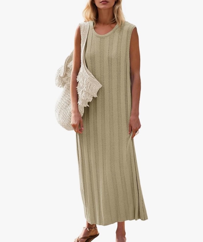 Photo 1 of Fisoew Women's Summer Sleeveless Maxi Dress Scoop Neck Ribbed Knit Tank Top Dresses Unknown Size 