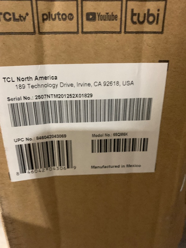 Photo 1 of TCL 65 Inch Class QM6K Series | Mini LED QLED 4K HDR | 65QM6K, 2025 Model | 120HZ-144HZ High Brightness Smart Google TV Dolby Atmos Onkyo Audio | Voice Remote Alexa Gaming Streaming Television