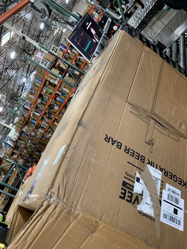 Photo 1 of Beer Kegerator, Single Tap Draft Beer Dispenser, Full Size Kegerator and Keg Beer Cooler With Shelves & Drip Tray & 4 Casters, Stainless Steel Keg Dispenser, 32°F- 50°F Temperature Control, 97L