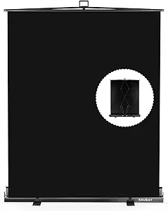 Photo 1 of RAUBAY 59.8 x 82.7in Collapsible Black Backdrop Screen Portable Retractable Panel Photo Background with Stand for Video Conference, Photographic Studio, Streaming