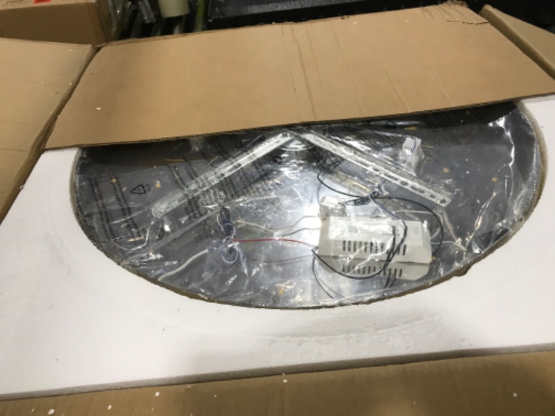 Photo 1 of 30 inch Crystal Silver Ceiling-Light Flush Mount With Remote Control and APP, 3CCT Dimmable & Brightness Adjustable, Modern Crystal Raindrop Chandeliers for Bedroom Hallway Dinning Room Living Room