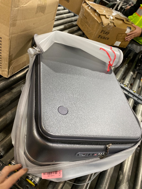 Photo 1 of mixi Carry On Luggage Wide Handle Luxury Design Rolling Travel Suitcase PC Hardside with Aluminum Frame Hollow Spinner Wheels, with Cover, 20 inch, Rock Grey