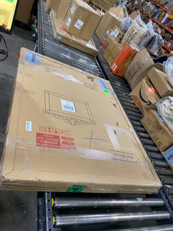 Photo 1 of KOHROS Large Decorative Wall Mirrors for Living Room 41x31 Inch Venetian Wall Mirror with Ornate Crown, Etched Floral Design Beveled Edge Rectangle Decorative Mirror for Bedroom Dining Room Hallway