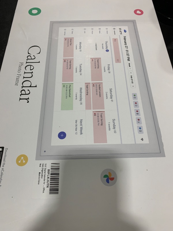 Photo 1 of Digital Calendar, 15.6 Inch Wall Planner Electronic Calendar & Chore Chart, Smart Touchscreen Interactive Display for Family Schedules, Great for Organizing Your Routines, Wall & Desk Mountable