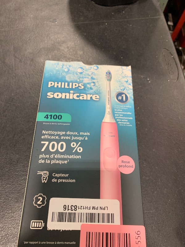 Photo 1 of Philips Sonicare 4100 Series Electric Toothbrush - Sonic Toothbrush with Advanced Sonic Technology, Pressure Sensor, Two Intensity Settings, Smartimer & Quadpacer, Deep Pink, Model HX3681/26