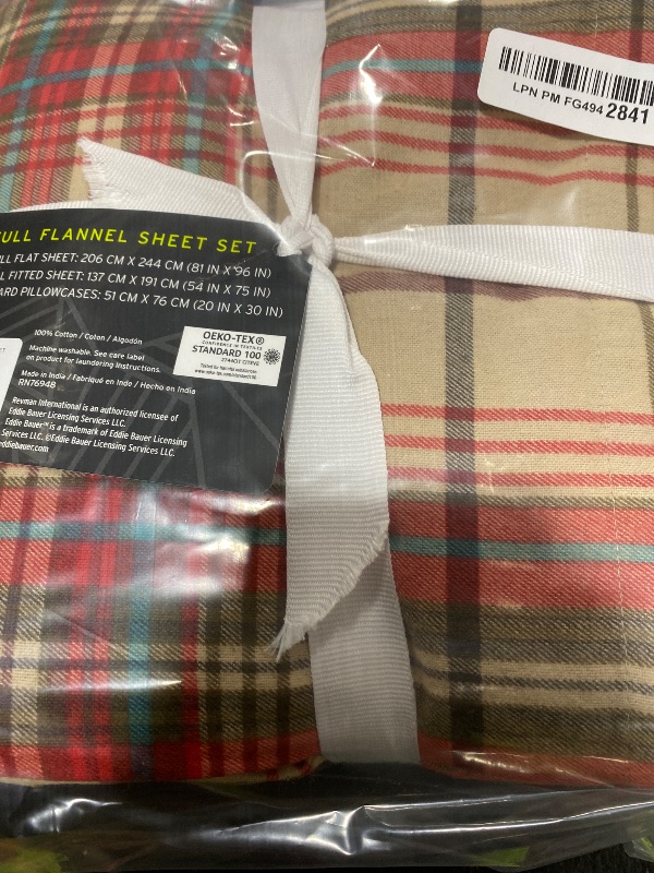 Photo 1 of Eddie Bauer - Flannel Sheets Full Size, Anti-Pilling & Wrinkle Resistant Cotton, Touchably Soft for All-Season Comfort - Bed Sheets with Matching Pillowcases & Fitted Sheet (Montlake Plaid Red)
