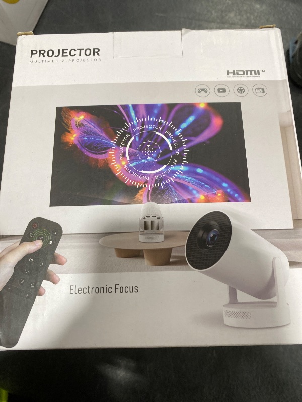 Photo 1 of [Electric Focus]Mini Portable Projector with 4K Support, Bluetooth 5.4 WIFI6, 5watt Sound Base Speaker, 260 ANSI, Android 11, 210° Rotation , Auto Keystone Correction Video Projector HY300 PLUS