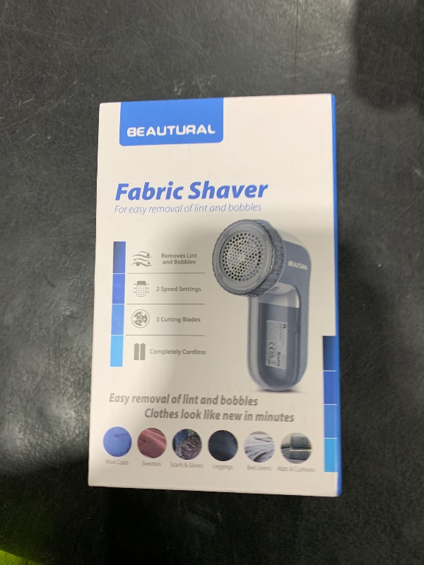Photo 1 of BEAUTURAL Fabric Shaver and Lint Remover, Sweater Defuzzer with 2-Speeds, 2 Replaceable Stainless Steel Blades, Battery Operated, Remove Clothes Fuzz, Lint Balls, Pills, Bobbles Gray