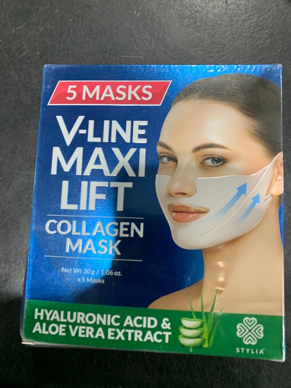 Photo 1 of Stylia MaxiLift V-Line Lifting Collagen Face Mask - Double Chin Strap - Jawline Shaper - Neck Firming and Tightening Mask with Hyaluronic Acid & Aloe Vera - Chin Strap for Sleeping (5PC)