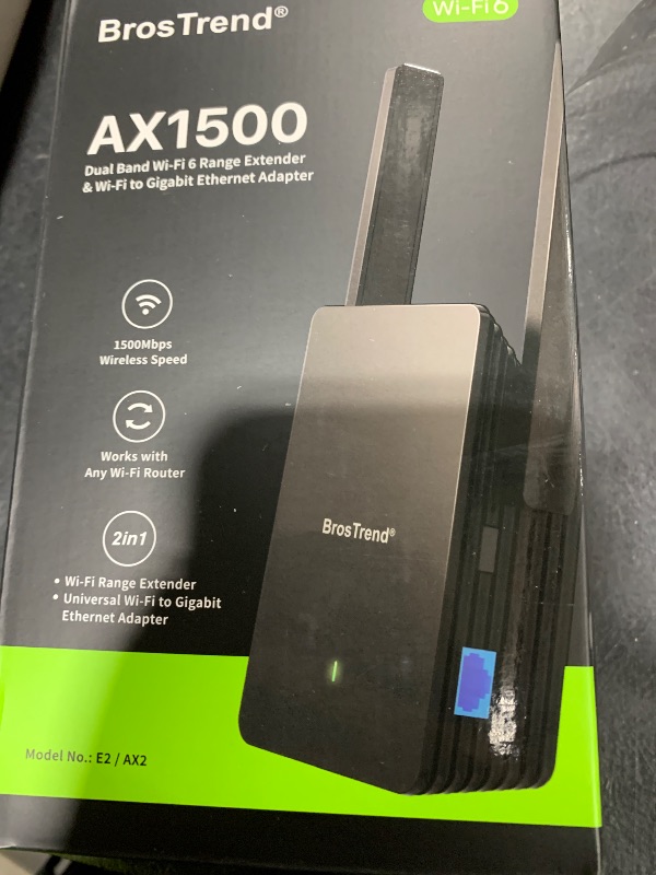 Photo 1 of BrosTrend WiFi 6 Extender AX1500 WiFi Booster for Home WiFi Range Extender Covers Up to 2,000 sq.ft and 40 Devices, Dual Band Amplificateur WiFi with Gigabit Ethernet Port Works with Any WiFi Routers