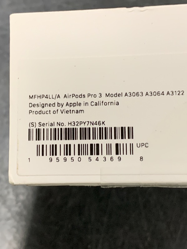 Photo 1 of Apple AirPods Pro 3 Wireless Earbuds, Active Noise Cancellation, Live Translation, Heart Rate Sensing, Hearing Aid Feature, Bluetooth Headphones, Spatial Audio, High-Fidelity Sound, USB-C Charging