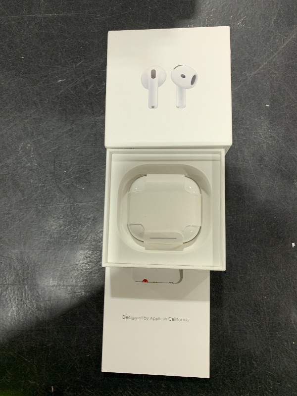 Photo 1 of Apple AirPods 4 Wireless Earbuds, Bluetooth Headphones, Personalized Spatial Audio, Sweat and Water Resistant, USB-C Charging Case, H2 Chip, Up to 30 Hours of Battery Life, Effortless Setup for iPhone