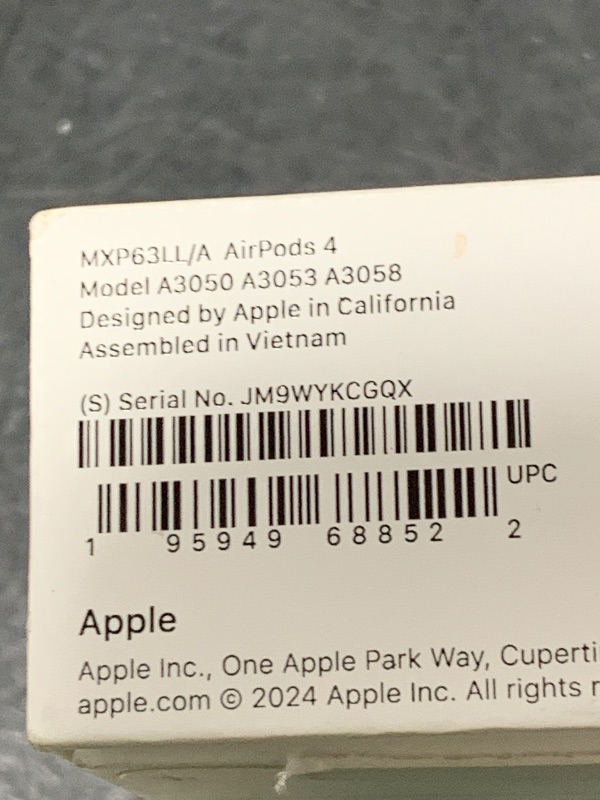 Photo 1 of Apple AirPods 4 Wireless Earbuds, Bluetooth Headphones, Personalized Spatial Audio, Sweat and Water Resistant, USB-C Charging Case, H2 Chip, Up to 30 Hours of Battery Life, Effortless Setup for iPhone