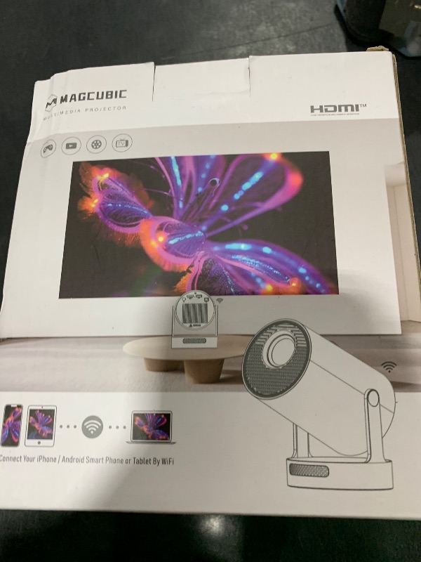 Photo 1 of ?Electric Focus?Magcubic Mini Projector 4K Support, Portable Projector with WiFi 6 and Bluetooth 5.4, Smart Proyector, 5W Soundbase Speaker, 180°Rotation for Home Theater