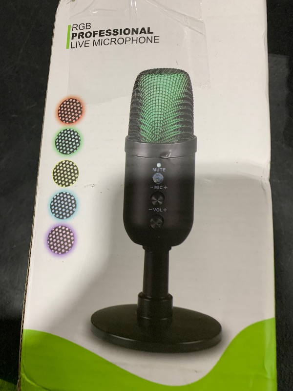 Photo 1 of USB Microphone, Computer Condenser Mic with Noise Cancellation, Echo Mode, RGB Lighting, Mute Button, Plug & Play Gaming Mic for PC, Mac, PS5, Streaming, Recording, Podcasting & Online Meetings