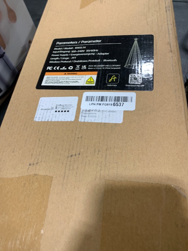 Photo 1 of 7.5Ft Smart LED Christmas Cone Tree Light, Lighted Artificial Tree with Star Topper, Music Sync with Remote APP Control, DIY RGB Light Show Tree for Xmas Indoor Outdoor Decorations (RGB)