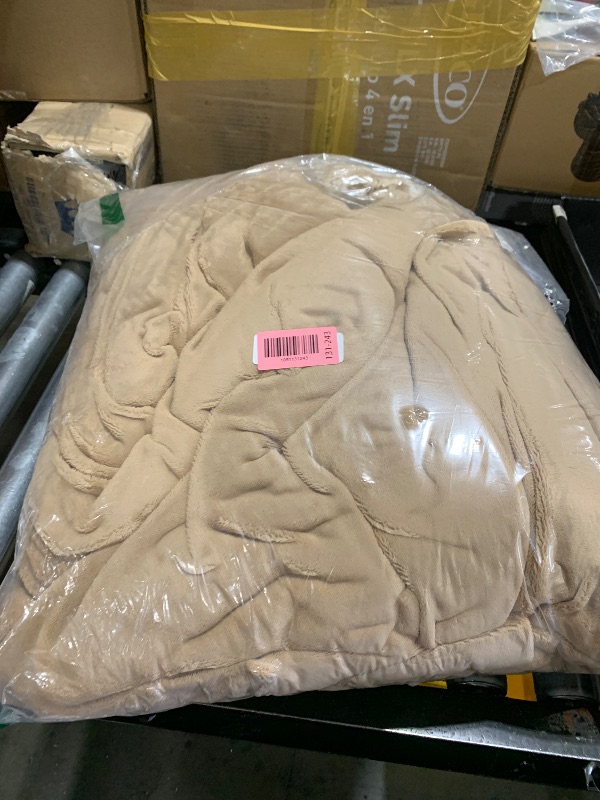 Photo 1 of Cozy Bliss Faux Fur Throw Blanket Queen Size, Fuzzy Soft Plush Thick Bubble Blanket for Bed Couch Bedroom Living Room, 90x90 Inches Tie-dye Beige