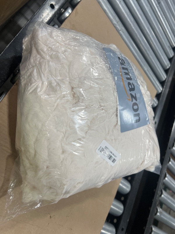 Photo 1 of Cozy Bliss Faux Fur Throw Blanket for Couch, Fuzzy Soft Plush Thick Warm Fluffy Reversible Wave Textured Blanket for Sofa Bedroom Living Room, 55 * 70 Inches Cream White