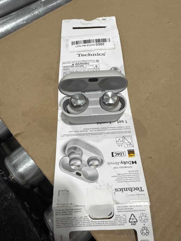 Photo 1 of Technics Reference Class Hi-Fi Wireless Earbuds, Dolby Atmos with Head Tracking, Adaptive Noise Cancelling, 3 Device Multipoint, 10-hr Battery, Wireless Charging, Improved Fit - EAH-AZ100-S (Silver)