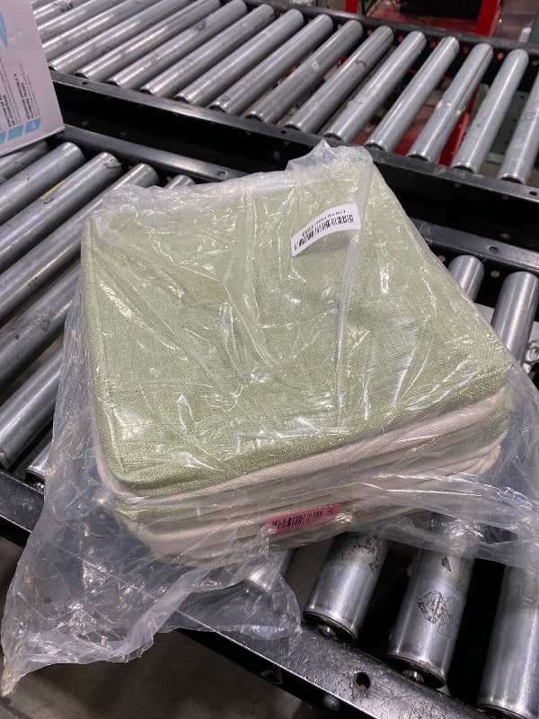 Photo 1 of meekoo 8 Pack Collapsible Storage Bins Fabric Storage Bins Polyester Fabric Baskets with Handles Linen Closet Organizer for Shelf Home Closet Towels Toys(12 x 12 x 12 in,Green White)