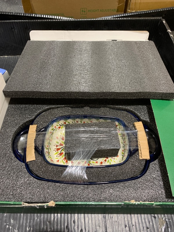 Photo 1 of ONECCI Baking Dish Ceramic Baking Pan Blue Casserole Dish Rectangular Baking Set 2pcs Bakeware Sets Single Serving Size Lasagna Pan Baking Dishes for oven (The tulip)