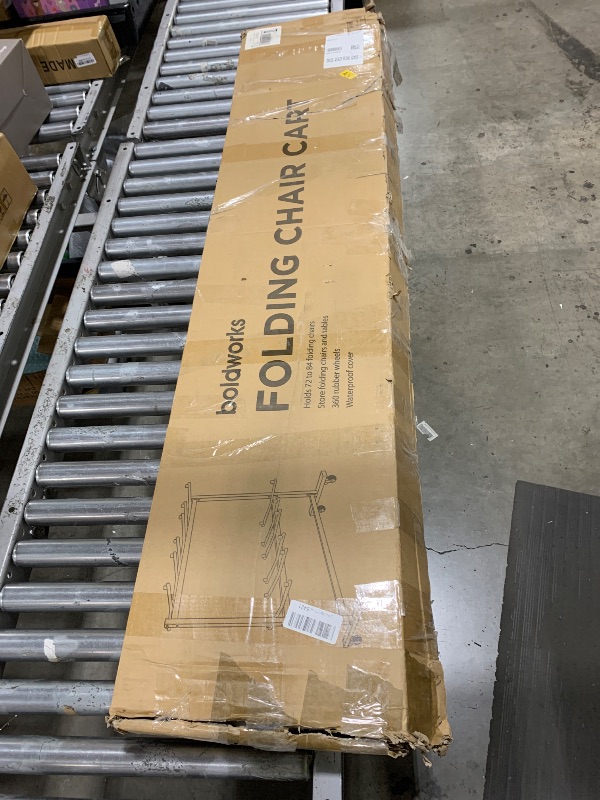 Photo 1 of boldworks Folding Chair Rack Folding Chair Cart Folding Chair Storage Dolly with Wheels and Holder for 84 Chairs or 12 Tables of 800 LBS Capacity Includes Weatherproof Cover