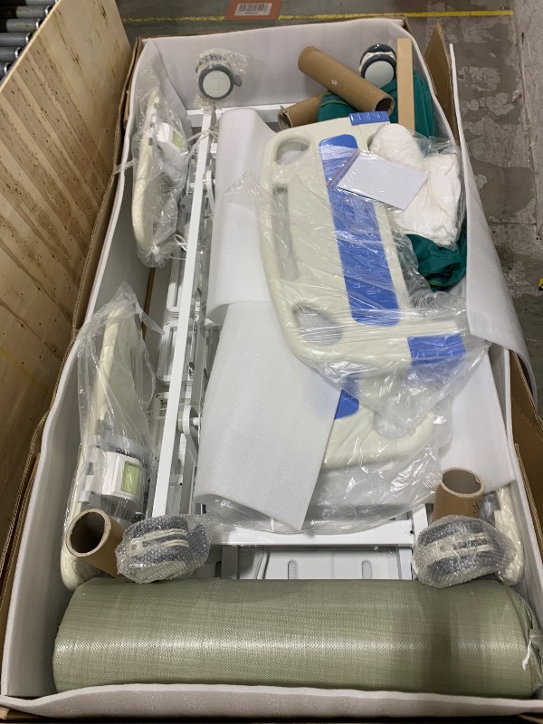 Photo 1 of RESTISLAND Hospital Bed Electric 5 Function with Trendelenburg & Reverse Trendelenburg, 5" Lockable Casters for Home Hospital Use, 530LBS Loading, with IV Pole, Mattress, Includes Sheets (2X)