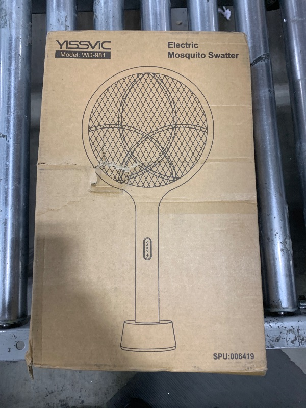 Photo 1 of YISSVIC Electric Fly Swatter 4000V Bug Zapper Racket Dual Modes Mosquito Killer with Purple Mosquito Light Rechargeable for Indoor Home Office Backyard Patio Camping