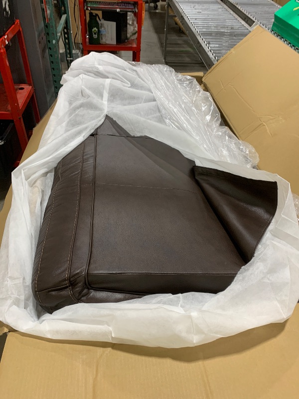 Photo 1 of Signature Design by Ashley Leesworth Modern Leather Match Power Reclining Loveseat with USB Ports, Dark Brown