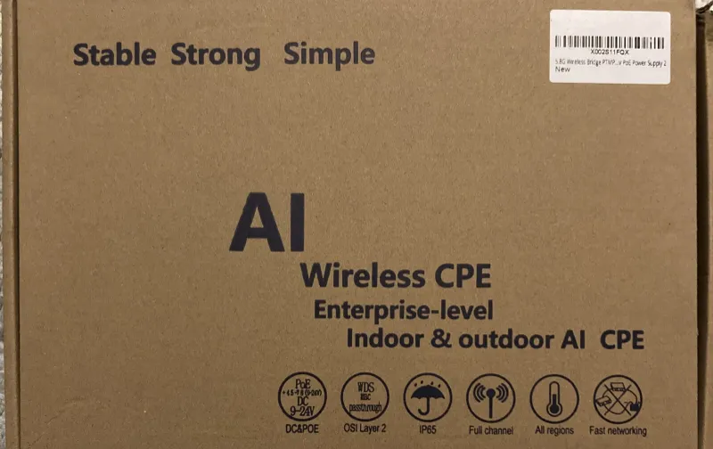Photo 1 of AI Smart Wireless Bridge CPE1200 5.8G Enterprise Level Indoor/Outdoor NEW
