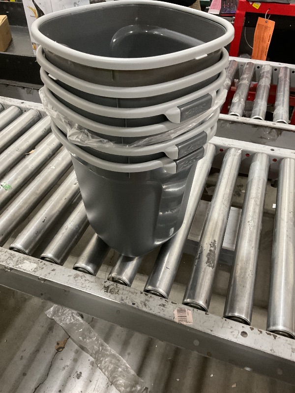 Photo 1 of Eurysman Hand Square Trash Can - Compact Wastebin for Bathroom, Kitchen, Office, Home Use - Grey - 1.8 Gallon 6pk