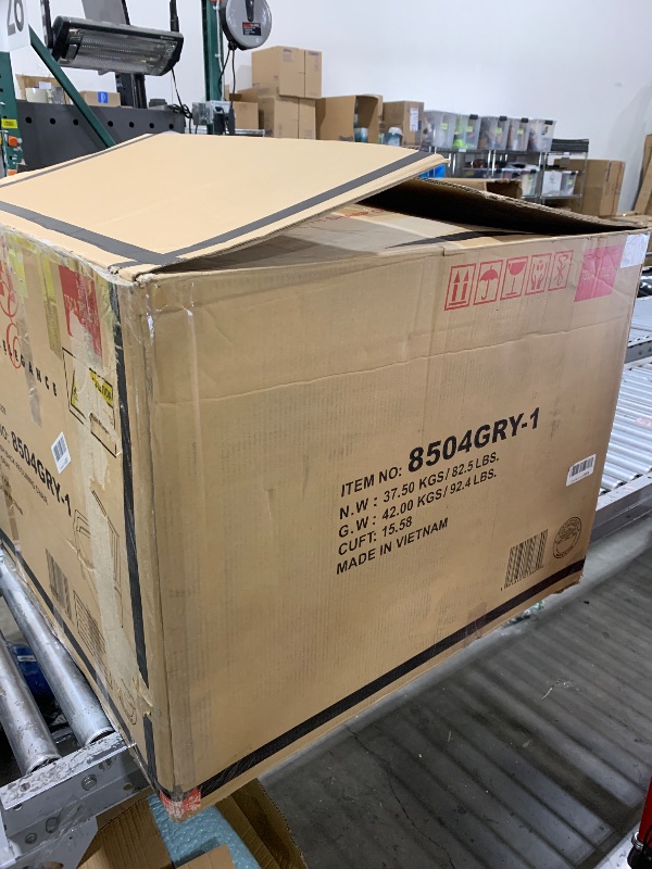 Photo 1 of Lexicon Berenson Faux Leather Upholstered Push Back Recliner in Gray Color