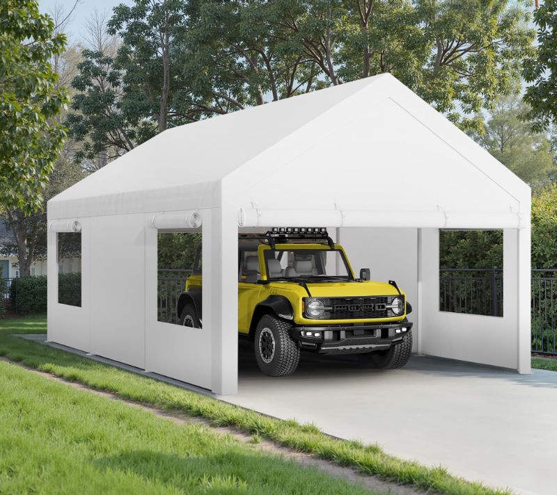 Photo 1 of Walsunny Carport 10x20ft Heavy Duty Carport Canopy with Roll-up Ventilated Windows