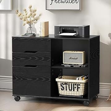 Photo 1 of Simple Deluxe 3-Drawer File Cabinet, Lateral Mobile Filing Cabinet Wood Storage Organizer