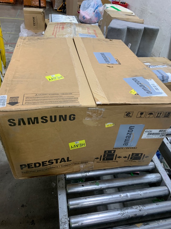 Photo 1 of SAMSUNG 27-Inch Washer Dryer Pedestal Stand w/ Pull Out Laundry Storage Drawer, Stainless Steel, WE402NV/A3, Brushed Black