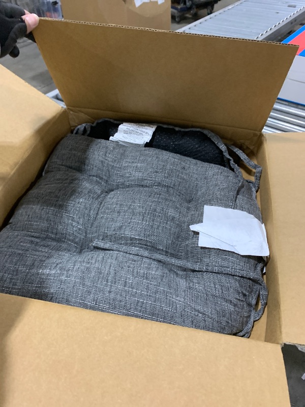 Photo 1 of Basic Beyond Chair Cushions for Dining Chairs 6 Pack, Chair Cushion with Ties and Non Slip Backing, 15.5 x 15.5 inches Tufted Chair Pads for Dining Chairs, Dark Grey