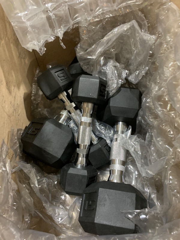 Photo 1 of Cap Barbell 15 LB + 5 LB Rubber Coated Hex Dumbbell Hand Weight Set